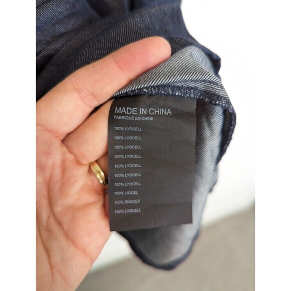 Club Monaco Ladore Tie Front Dress Women Size 4 Dark Blue Chambray Western Rodeo - Picture 11 of 12